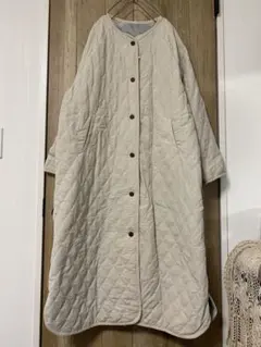 新品★ロング丈キルティングコート★裏ボア★アイボリー