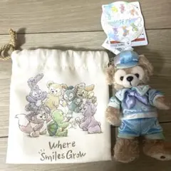 新品タグ付き ダッフィー 20周年 ぬいぐるみ バッジ 袋 巾着