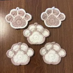 アクリルたわしぷっくり肉球3枚 エコたわし ハンドメイド - メルカリ