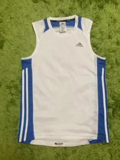 アディダス　タンクトップ　白x水色　Ｓ