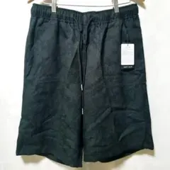 新品　リネンライク　ハーフパンツ　ストリート系　XL　黒色　カジュアル　訳あり品