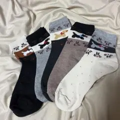新品未使用　犬柄　レディースソックス　靴下　5足