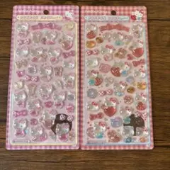ボンボンドロップシール　キティ　赤　ピンク　２枚セット