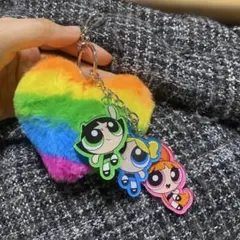 パワーパフガールズ　キーホルダー　ハート　カラフル　じゃらじゃら　ストラップ