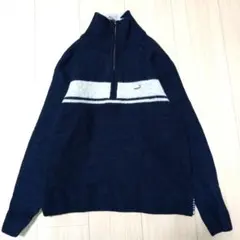 crocodileネイビー ジップアップセーター カエル刺繍M2289番