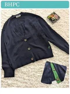 美品【BHPC】ニット　カーディガン　バイカラー　ロゴ刺繍　Mのサムネイル