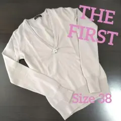 THE FIRST　ザファースト　セーター　グレイッシュピンク　Ｖネック　ウール