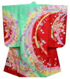 微訳あり 七五三 着物 7歳 女の子 着物単品 ヒワ 赤 染め分け - メルカリ