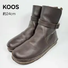 【美品】コース　ショートブーツ　約24㌢　ベルト　ダークブラウン　KOOSのサムネイル