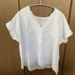 ホワイト半袖花柄シャツ Mのサムネイル