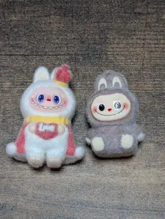 フロッキー加工 マスコット 2体セット ウサギ 着ぐるみ