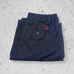 ポロラルフローレンチノパンワークパンツテーパードネイビーポニー刺繍ロゴ古着M相当