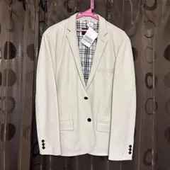 羊革バーバリーブラックレーベル アイボリー テーラードジャケット チェック裏地