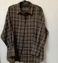 未使用ブラウンチェック長袖シャツmeriミーリーユニクロGUしまむら