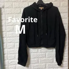 Favorite フード付き　黒　パーカー 【M】　裏起毛　グロップドパーカーのサムネイル