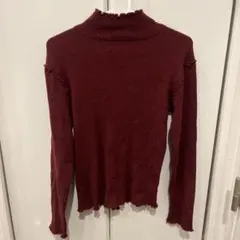 12月末で処分！moment + ハイネックメローリブニット　ワインレッド