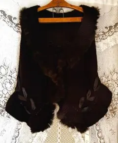 【新品※訳あり】アクシーズファム　リボン通しニットケープ　ポンチョ 茶　ブラウン