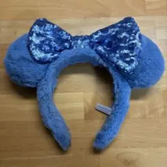ディズニーカチューシャ スパンコールリボン　青