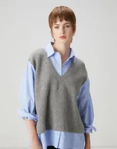 ZARAコントラストニットベストシャツ