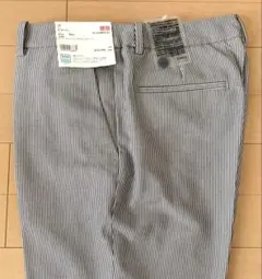 ユニクロ　DRY イージーケアストレッチクロップドパンツ　ストライプ　67センチ