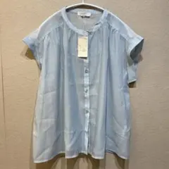 新品　タグ付き Samansa Mos2 blueシアーストライプブラウス