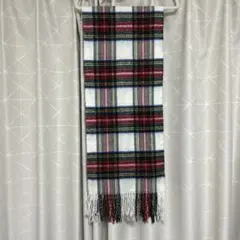 チェック柄マフラー フリンジ付き 150cm