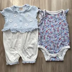 美品 petit main GAP 女の子 ロンパースセット 50-70 夏