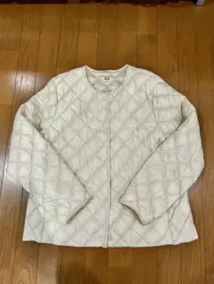 ユニクロ　ウォームパデット ノーカラージャケット XLサイズ アイボリー