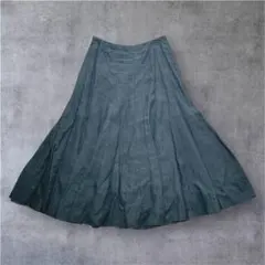 ロングスカート フレアスカート ブラック ウール 裏地付 訳あり 古着