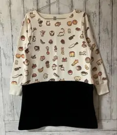 【美品】グラニフ×かこさとし からすのパンやさん ユニークパンプリントチュニック