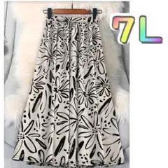 《新品７Ｌ》花柄プリントフレアロングスカート/レディース