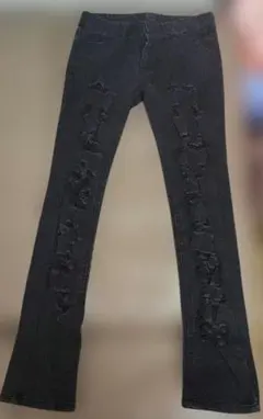 ダメージ加工 ブラックデニムパンツ