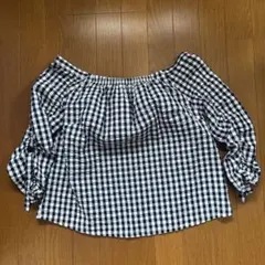 オフショルダー ギンガムチェック ブラウスのサムネイル
