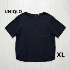 UNIQLO 大きいサイズ レディース 半袖 ブラウス トップス ブラック XLのサムネイル