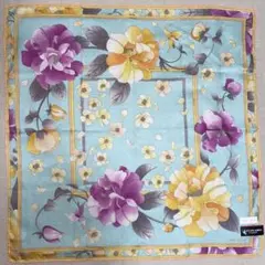 未使用★レオナール シルク混 大判ハンカチ・スカーフ 花柄