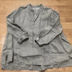 無印良品 リネンスタンドカラー長袖シャツ