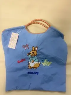 刺繍トートバッグ M うさぎ ラビット ブルー D.KELLY 未使用 タグ付き