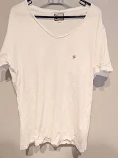 DIESEL ホワイト Vネック Tシャツ