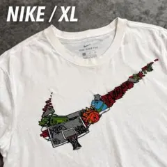 NIKE Tシャツ XL スウッシュ バスケデザイン 白 人気