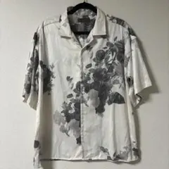 CLEL 半袖 オープンカラー 花柄 シャツ モノトーン S 総柄のサムネイル