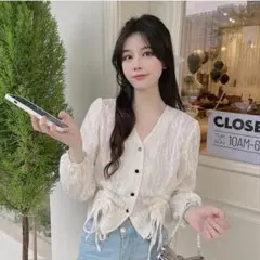 大きいサイズ レディース トップス　レースアップ　春夏　秋　 新品 長袖