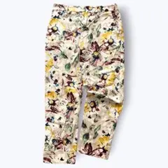 美品✨アダムエロペ ボタニカル花柄 テーパードパンツ ベージュ系 コットン軽やかのサムネイル