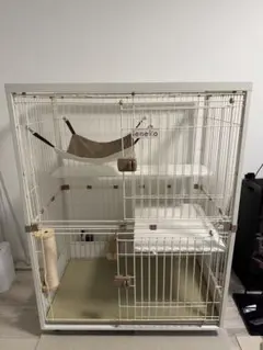 極美品】ieneko 天然木製 デザイナーズ猫ケージ 3段 キャットケージ