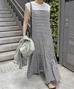 美品♪Spick and Span ギンガムチェックキャミワンピース　ブラウン