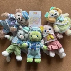 ダッフィー 20周年 カラフルハピネス ぬいぐるみバッジ　5体セット