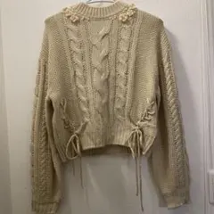 ロディスポットケーブル編みニットベージュMサイズ
