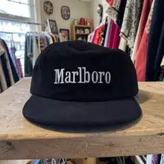 Marlboro マルボロ コーデュロイキャップ CAP ブラック 黒 白刺繍