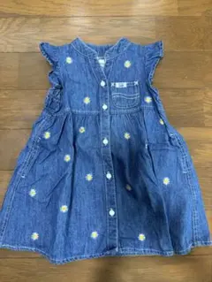 Lee デニムワンピース 花柄刺繍 フリル袖 80のサムネイル