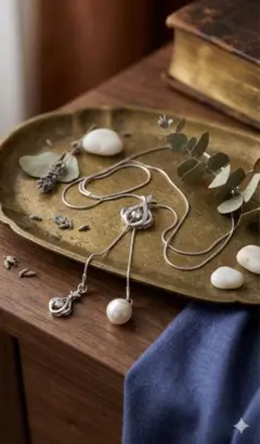 ロングネックレス パール スライド式 シルバー フォーマル 入学式・卒業式