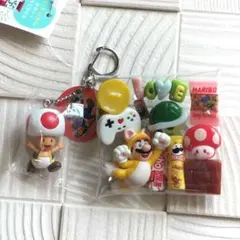 ガチャ詰め風ポーチ　マリオ＆ キノピオ ミニチュアキーホルダーのサムネイル